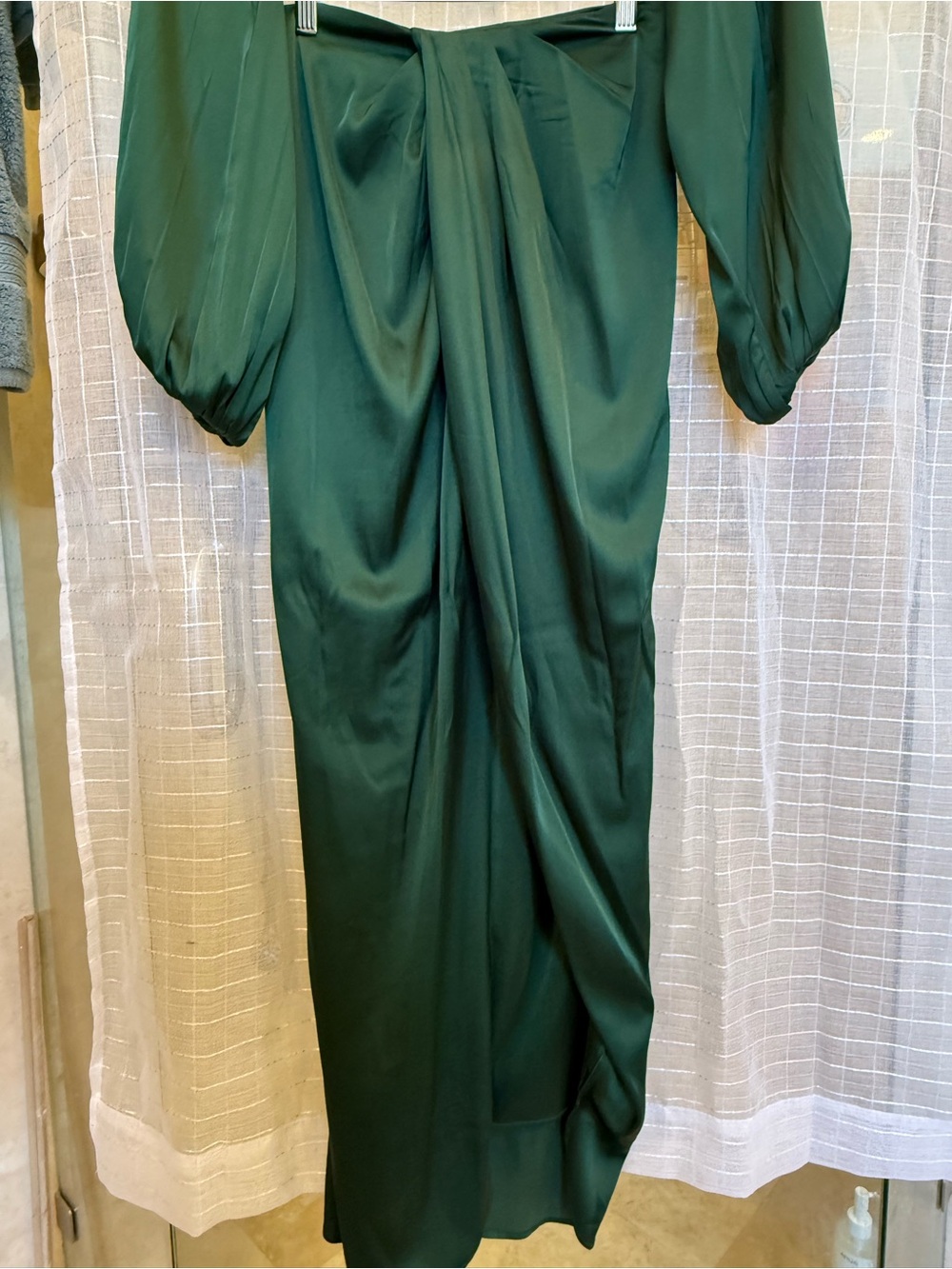 Fashion Nova Deep Green Satin Set Top & Skirt